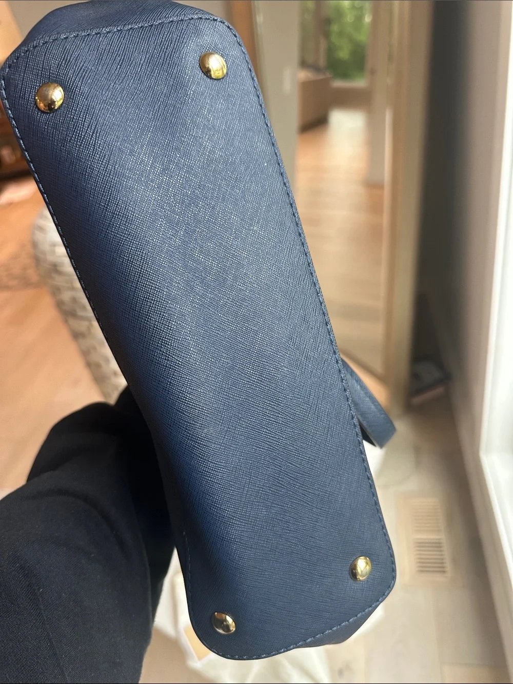Michael Kors Navy Saffiano Tote with Gold Hardware